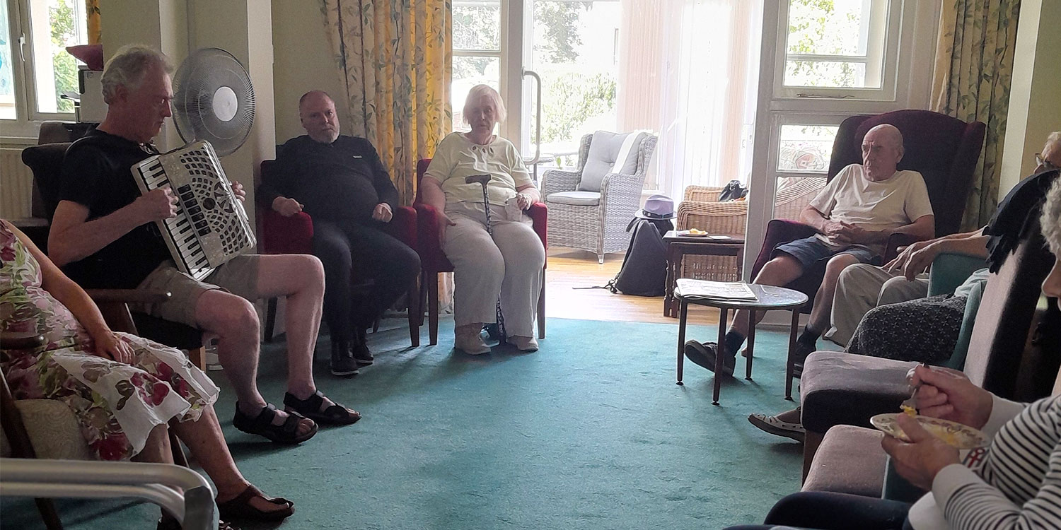 Tony Tucker played his accordion for residents at Purley Knoll